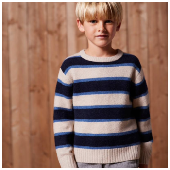  Flauschiger Pullover mit Streifen für Jungen - weiß meliert 